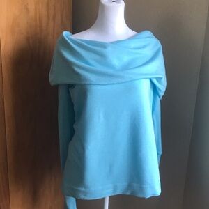 Lilly Pulitzer Aqua Off-Shoulder Sweater